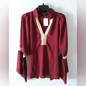 Game Day Wide Sleeve Blouse NWT